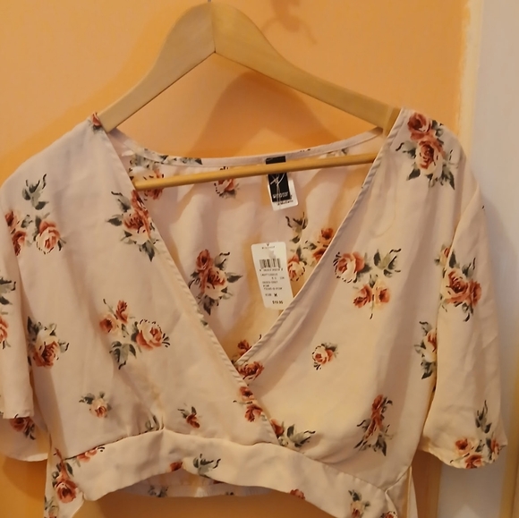 Windsor Tops - Windsor Floral Blush Wrap Crop Top